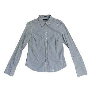 Marc O'Polo Britney Pinstripe‎ Button Up Shirt Navy White Two-Ply Cotton 38